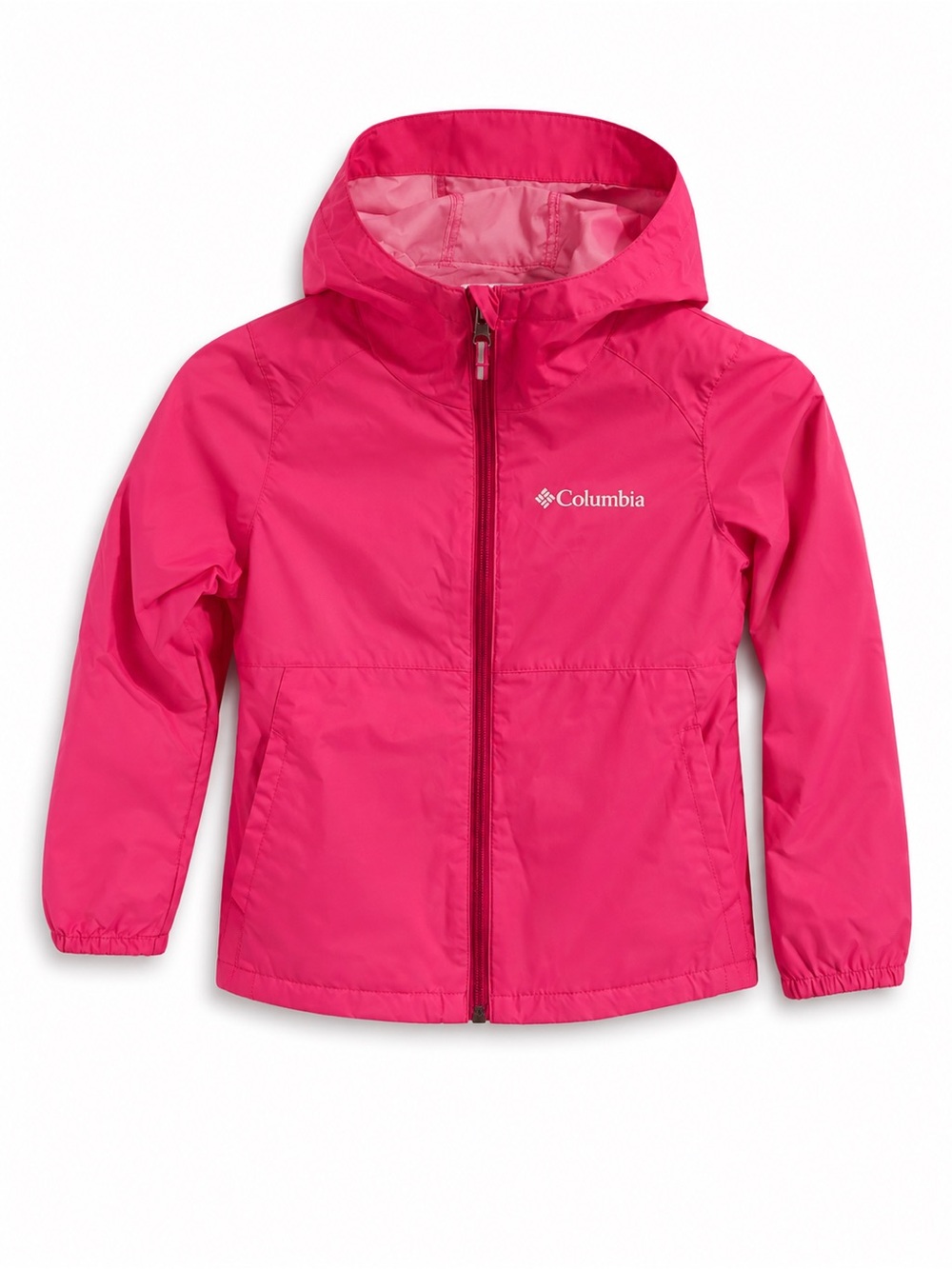 Girls Columbia Hot Pink Hooded Windbreaker Jacket XXS
